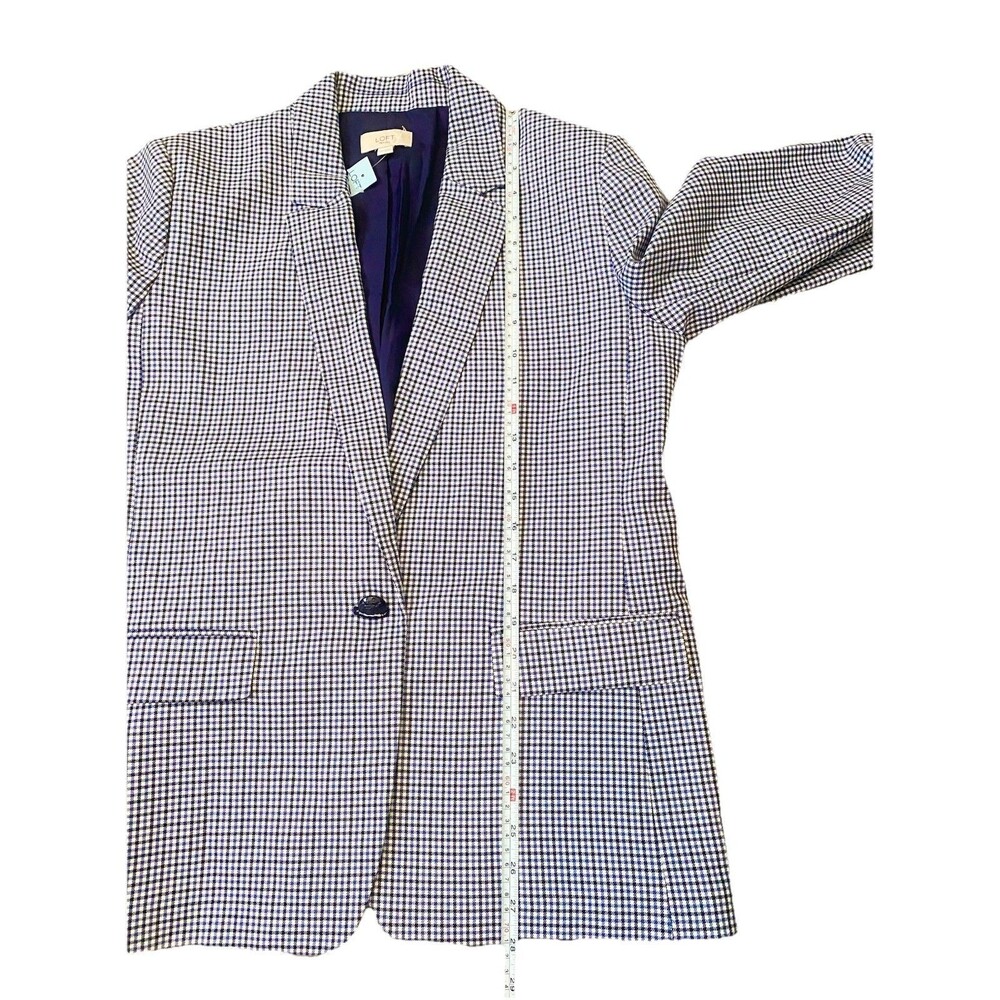 NWT 12P LOFT Navy & White Gingham Blazer |Preppy Coastal Academic Career Jacket - Picture 9 of 11
